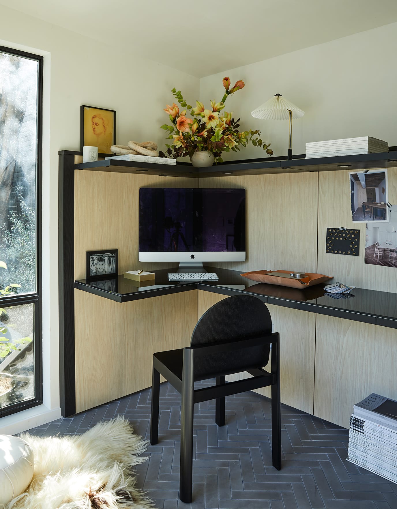 Erin Hiemstra's customized work space with desk and shelving by California Closets