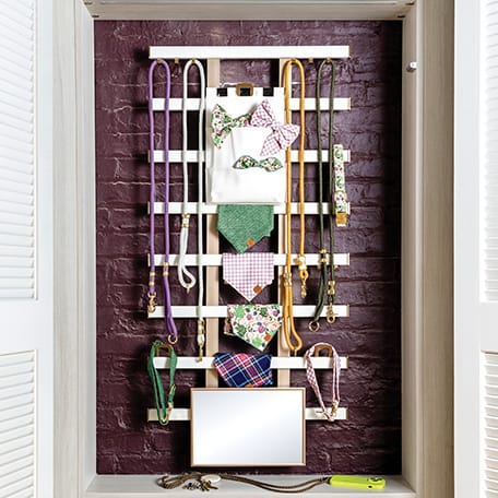 Wall organizer for jewelry with shelf hung in closet by California Closets